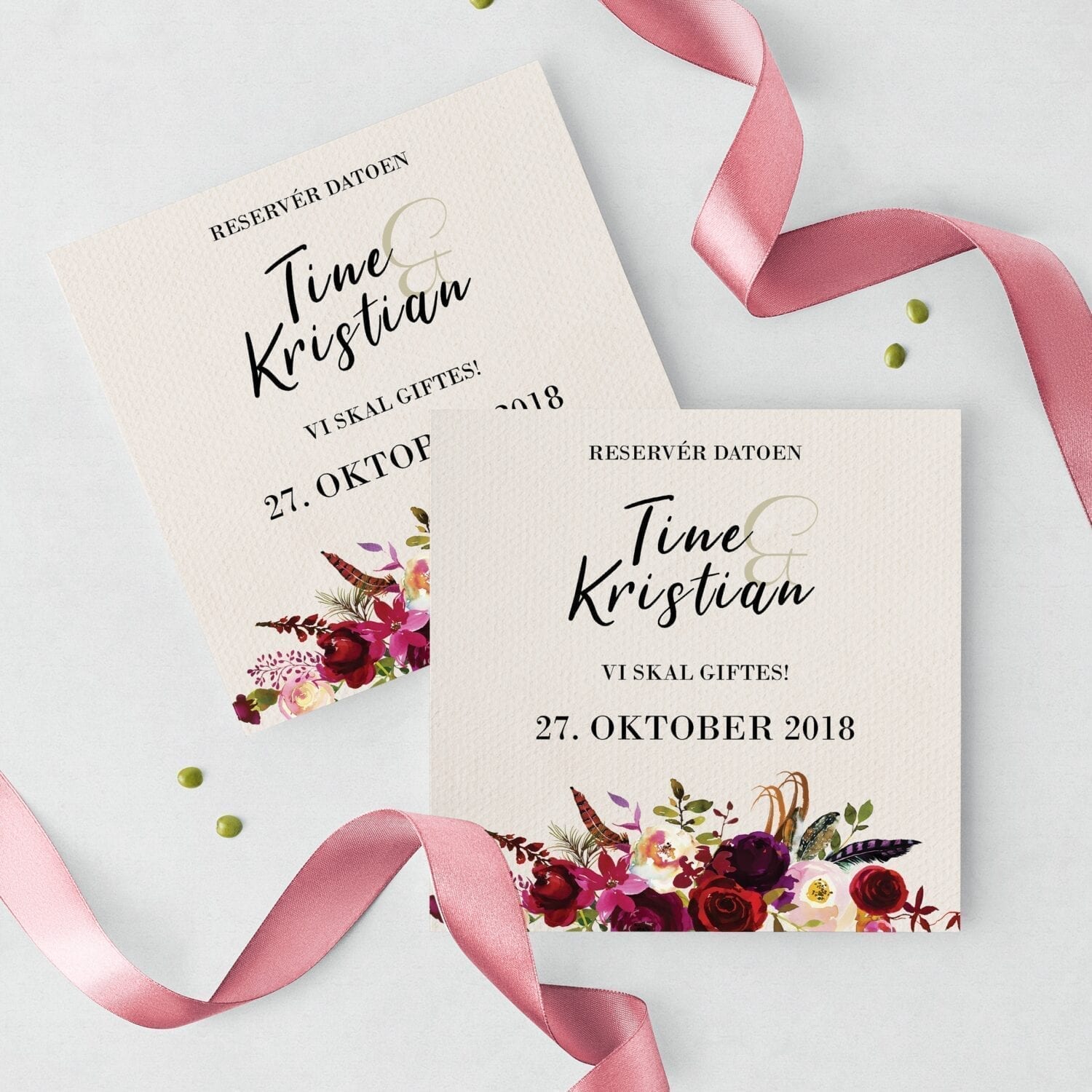 Feather fall Save the date invitation