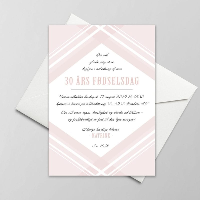 lyserød invitation geometric