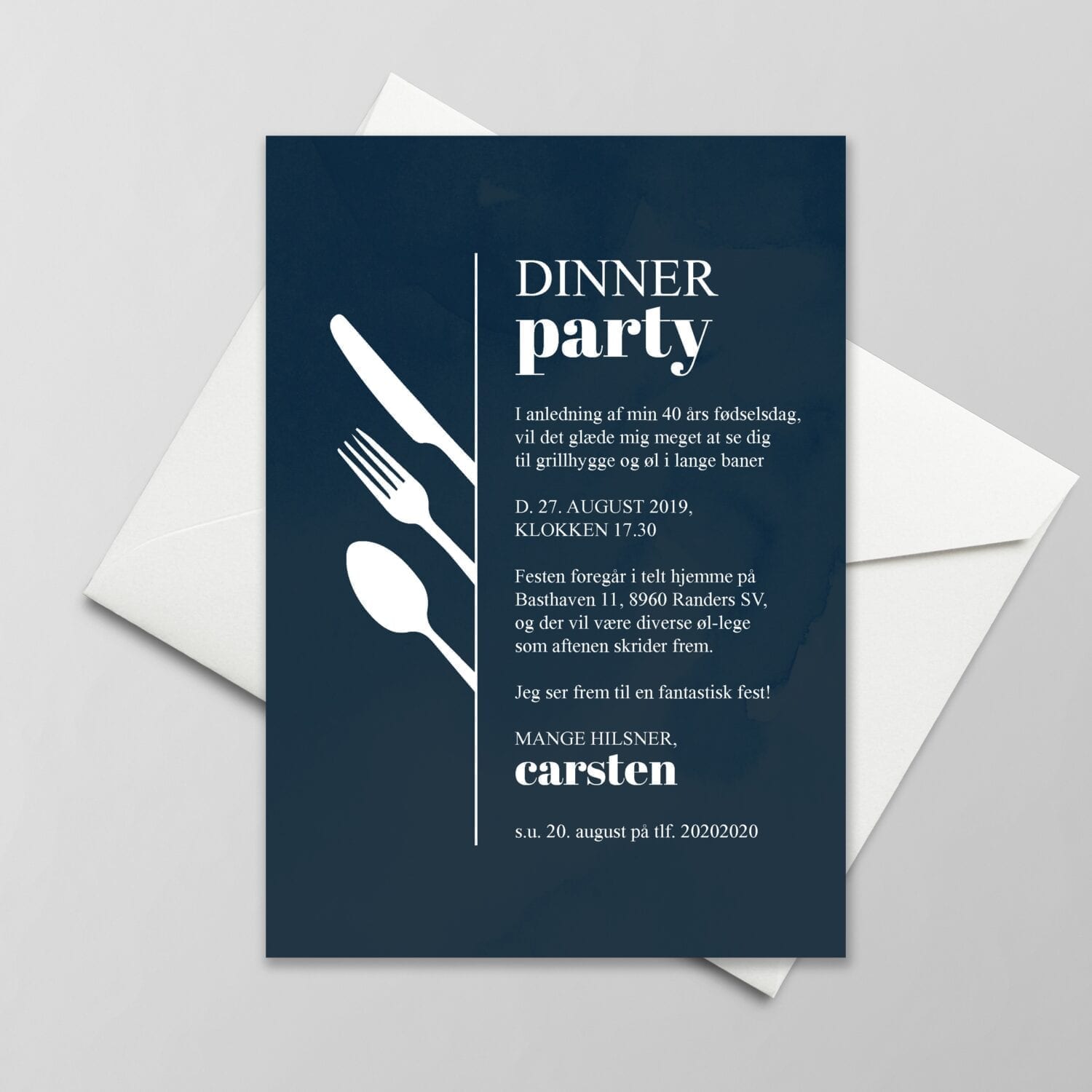 DINNER PARTY | Tilpas invitationen med dine personlige