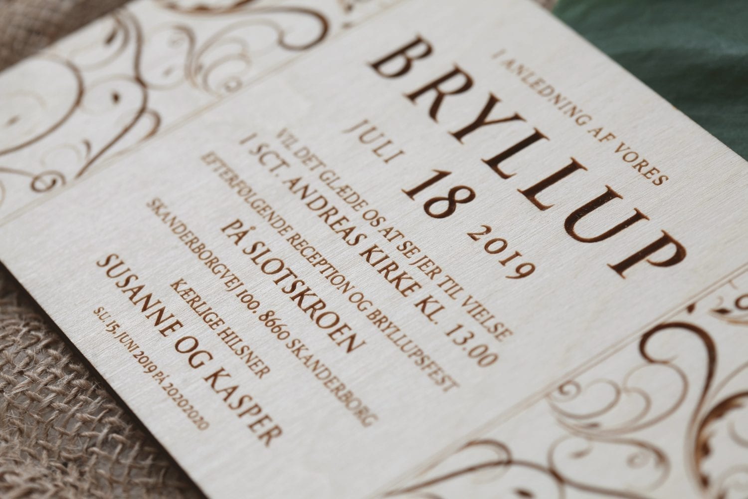 Træ invitation til bryllup