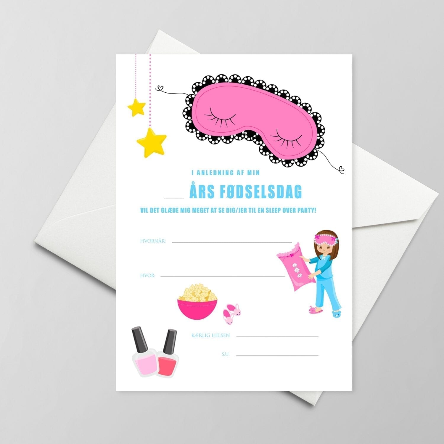 sleepover pyjamas fest invitation gratis