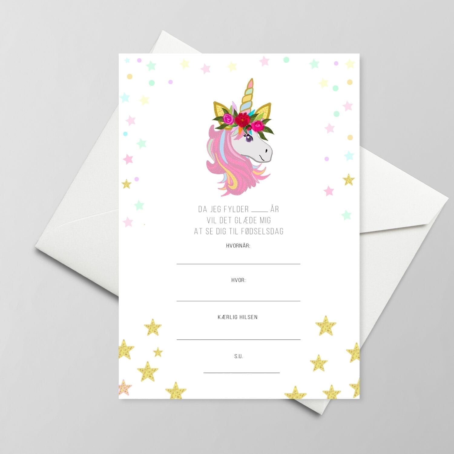 enhjørning invitation gratis