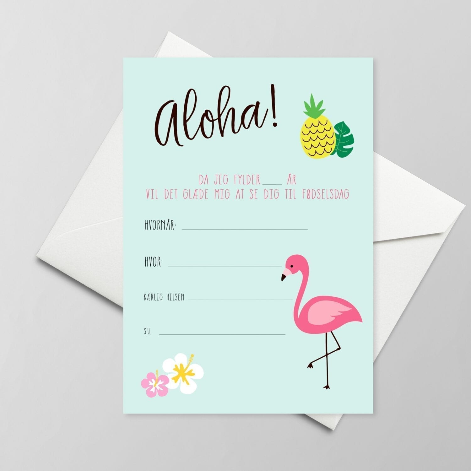aloha flamingo invitation gratis