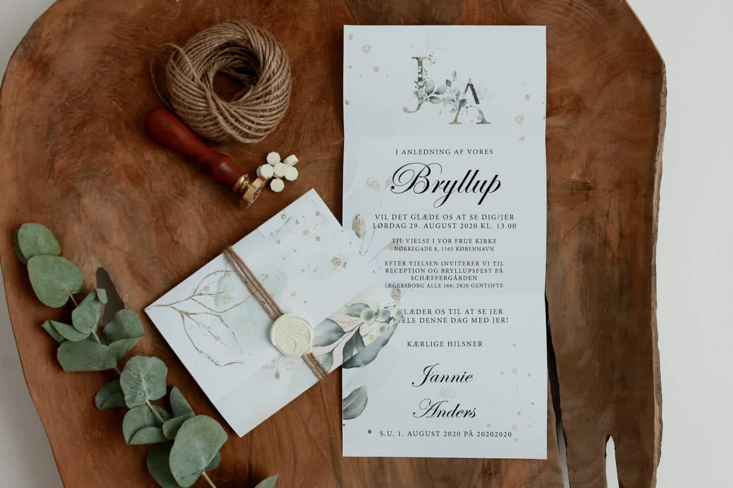 Gold Leaf rullefals invitation