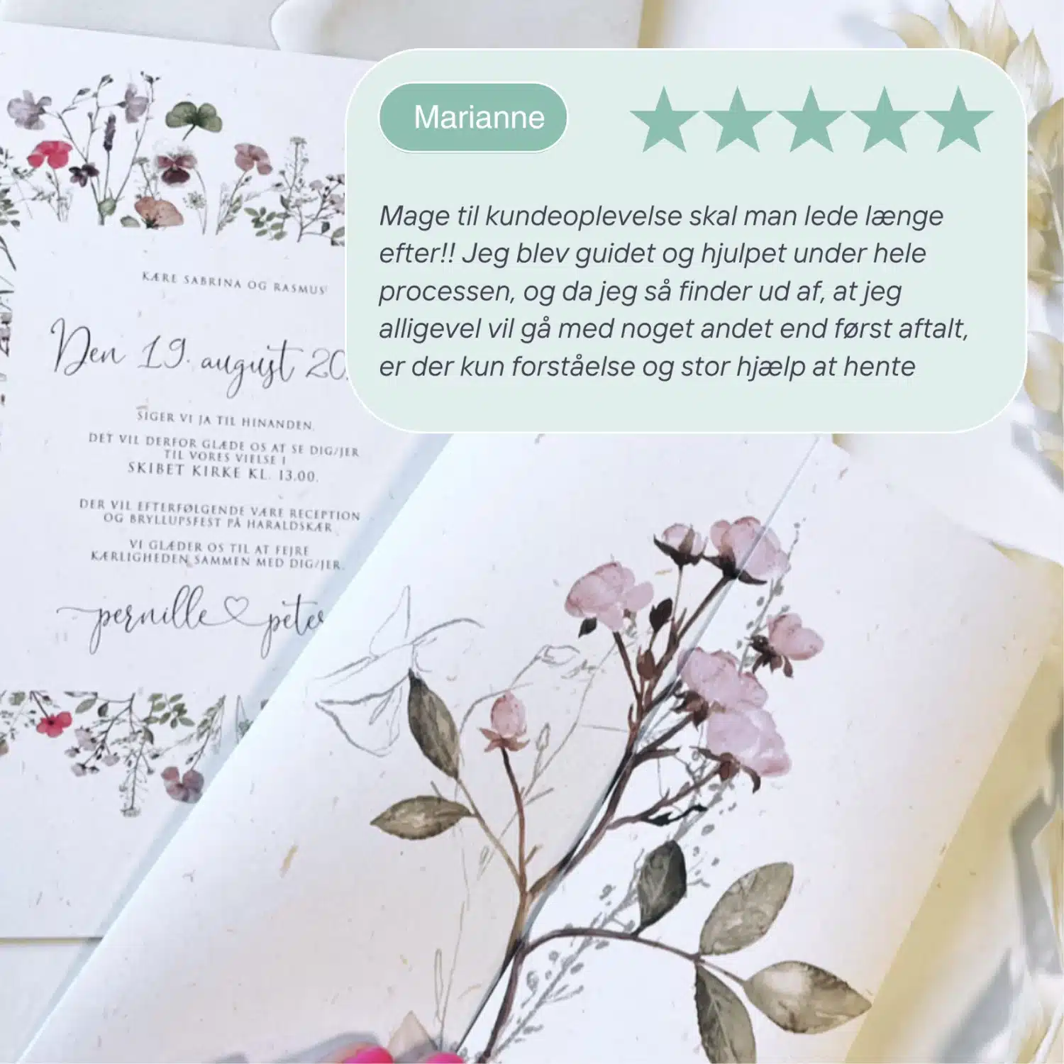 Bryllupsinvitation | Portefals | PRESSED FLOWERS - Billede 3
