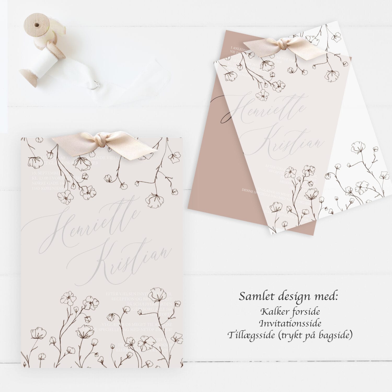 vintage love, kalker invitation til bryllup