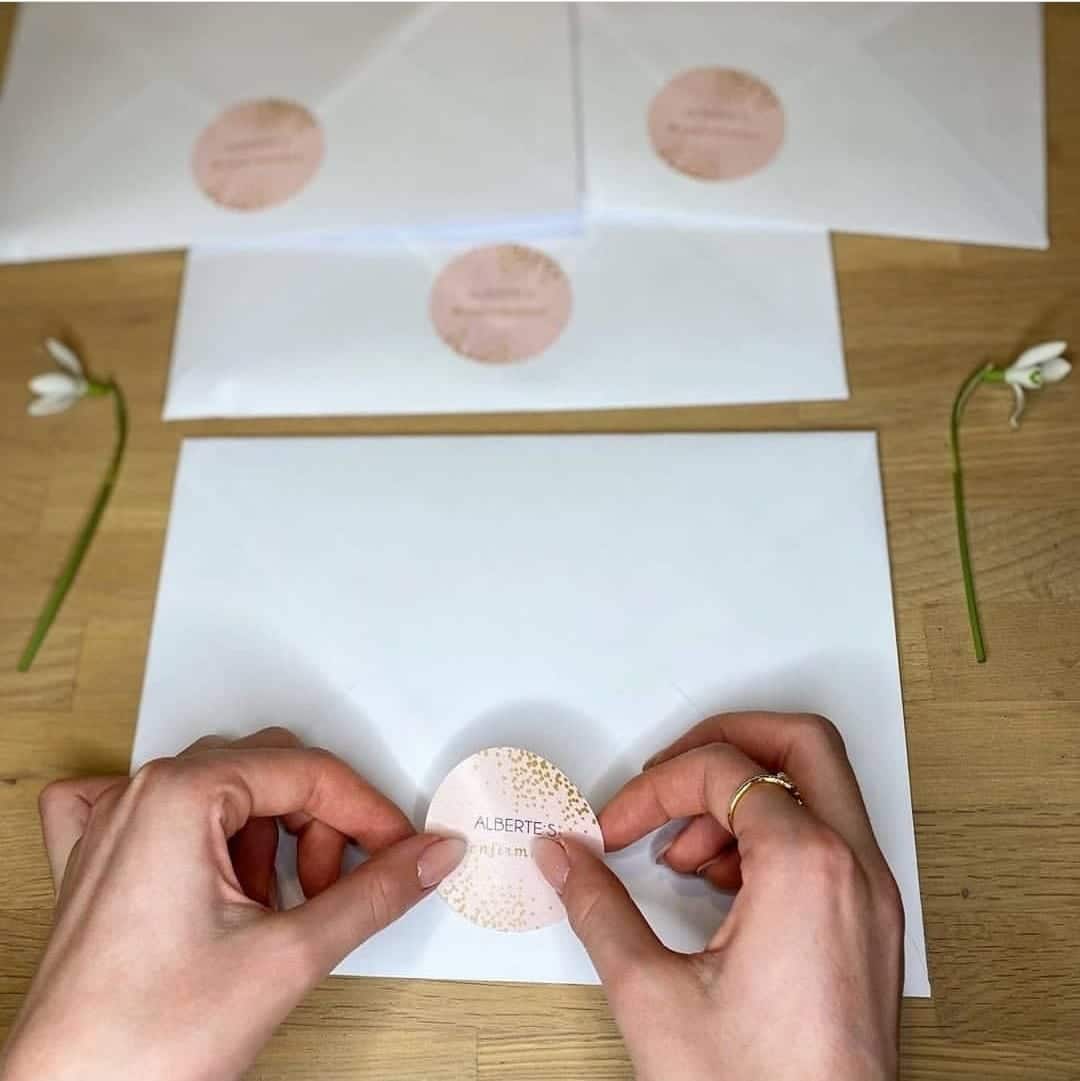 kuverter med afsender stickers, konfirmation