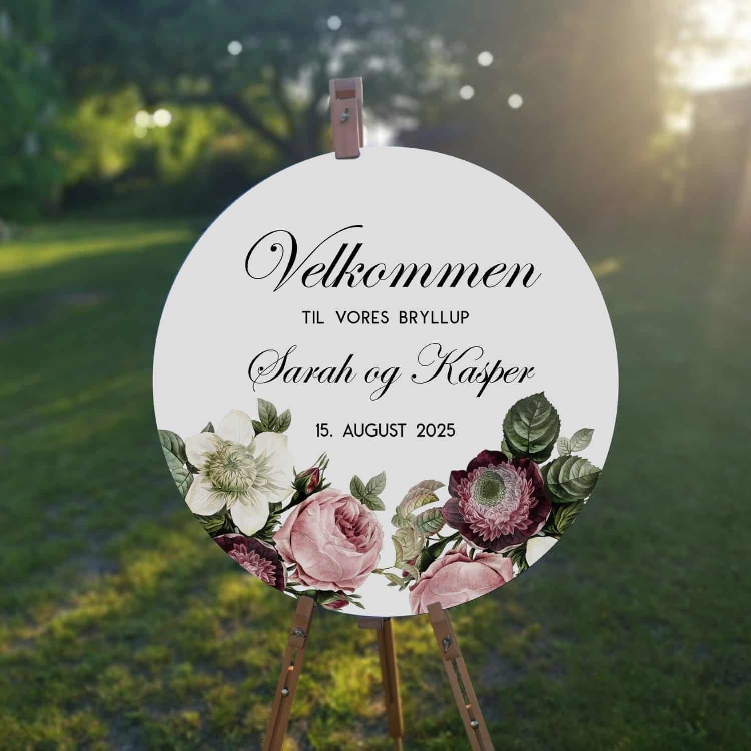 velkomstskilt. vintage floral. blomster. roser. sommer. natur