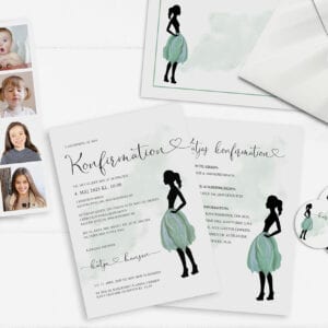 Silhuette Green konfirmation invitation pige