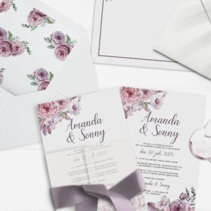 invitation A5 boheme dreams lyserød og lilla nuancer