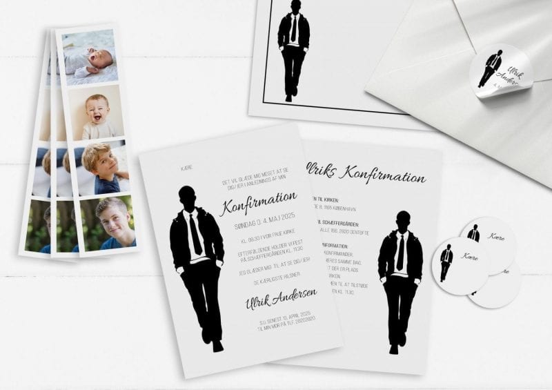 Invitation konfirmation dreng enkelt stilet