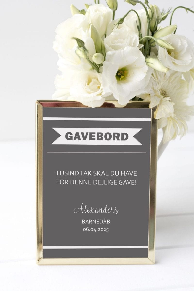 Alexander, gavebordskilt, barnedåb