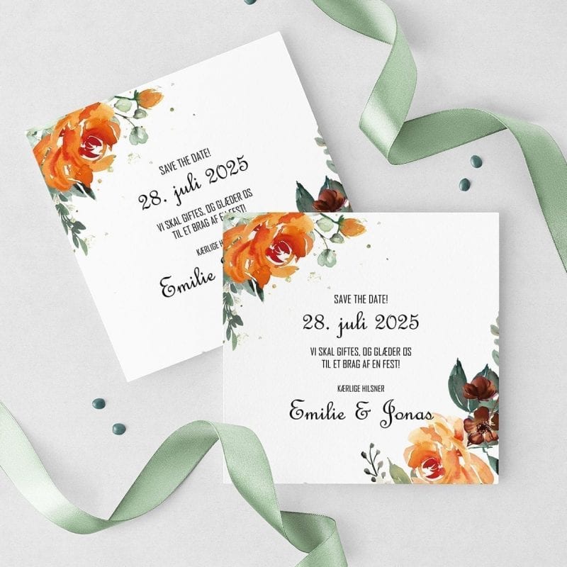 Save The Date Kort Golden Bouquet