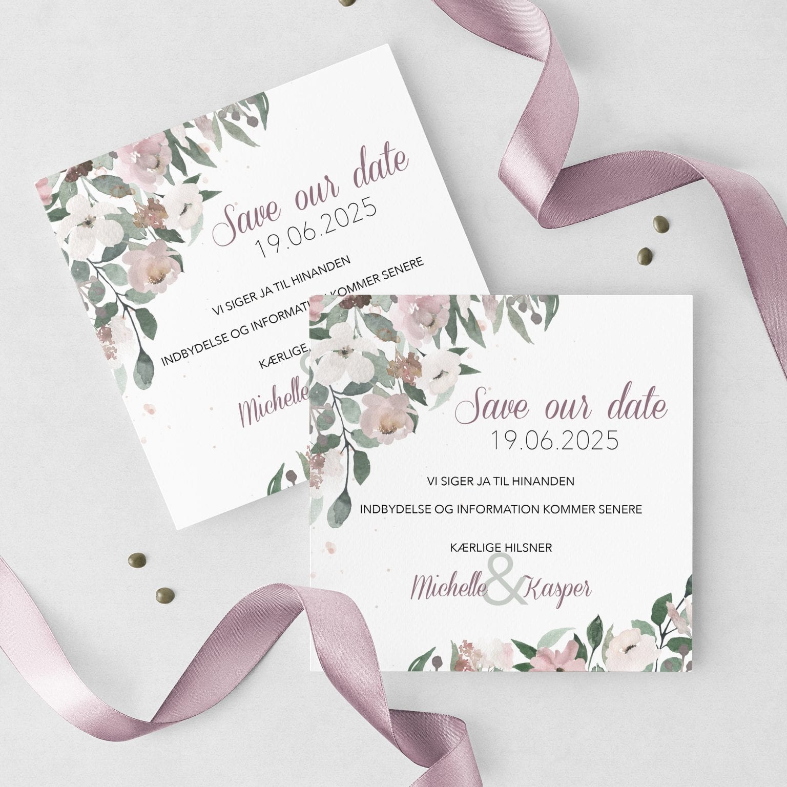 Blush Blossom, save the date, bryllup