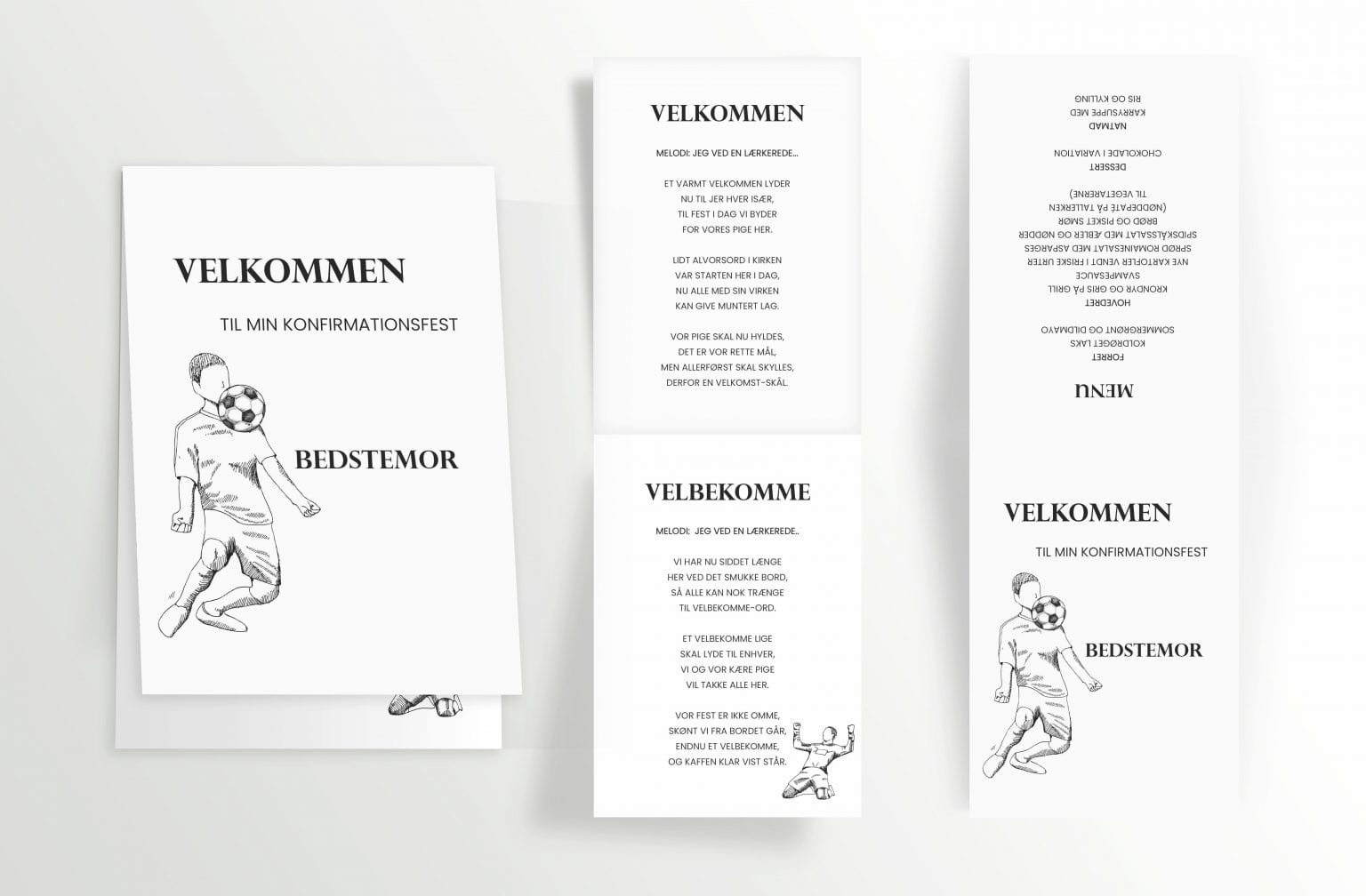 Soccer Dreams, konfirmation, menukort kombi