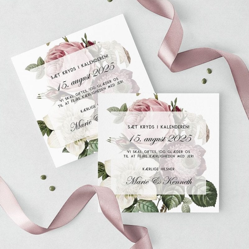 Save The Date Kort Vintage Floral