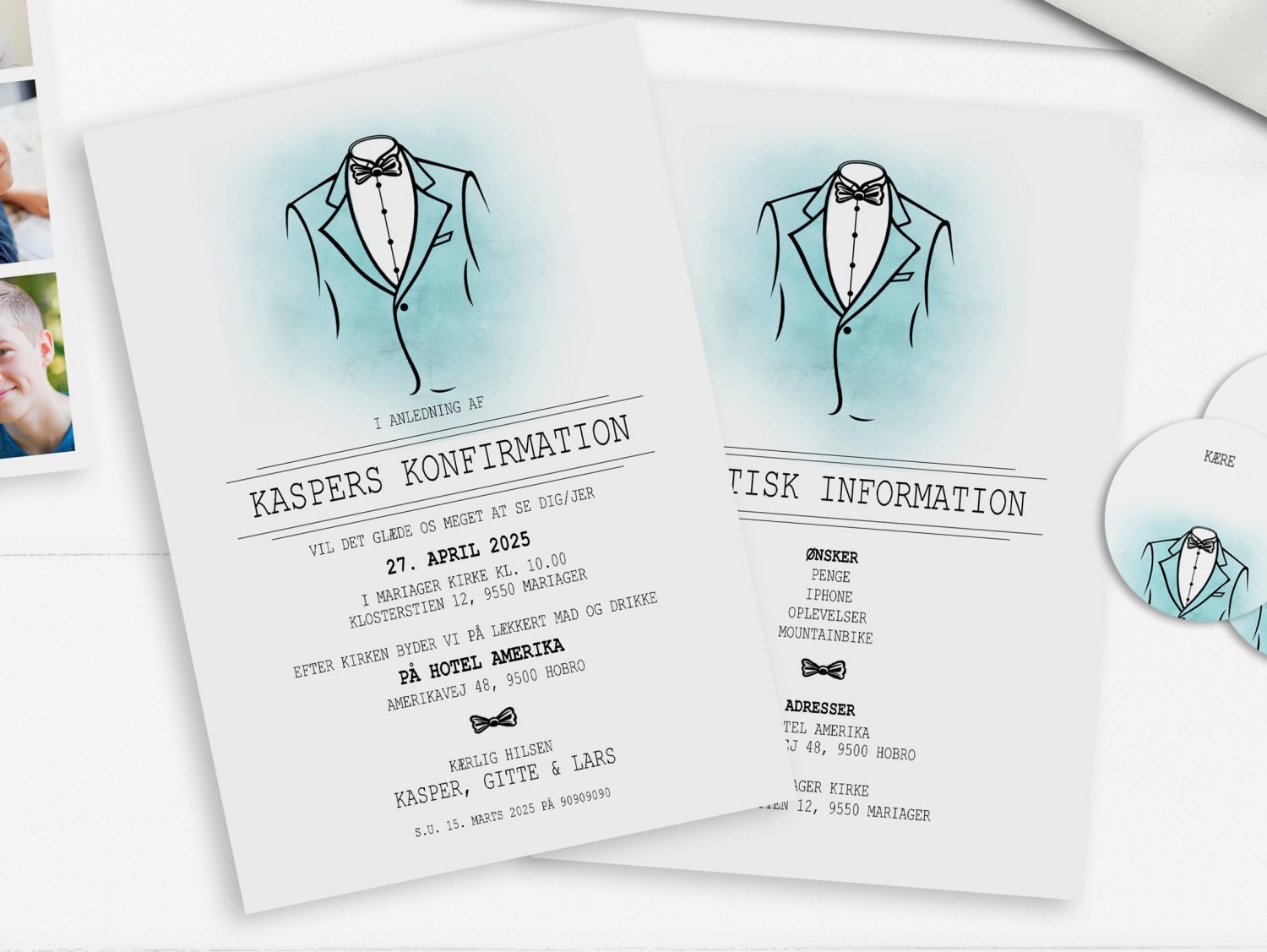 Suit invitation turkis konfirmation