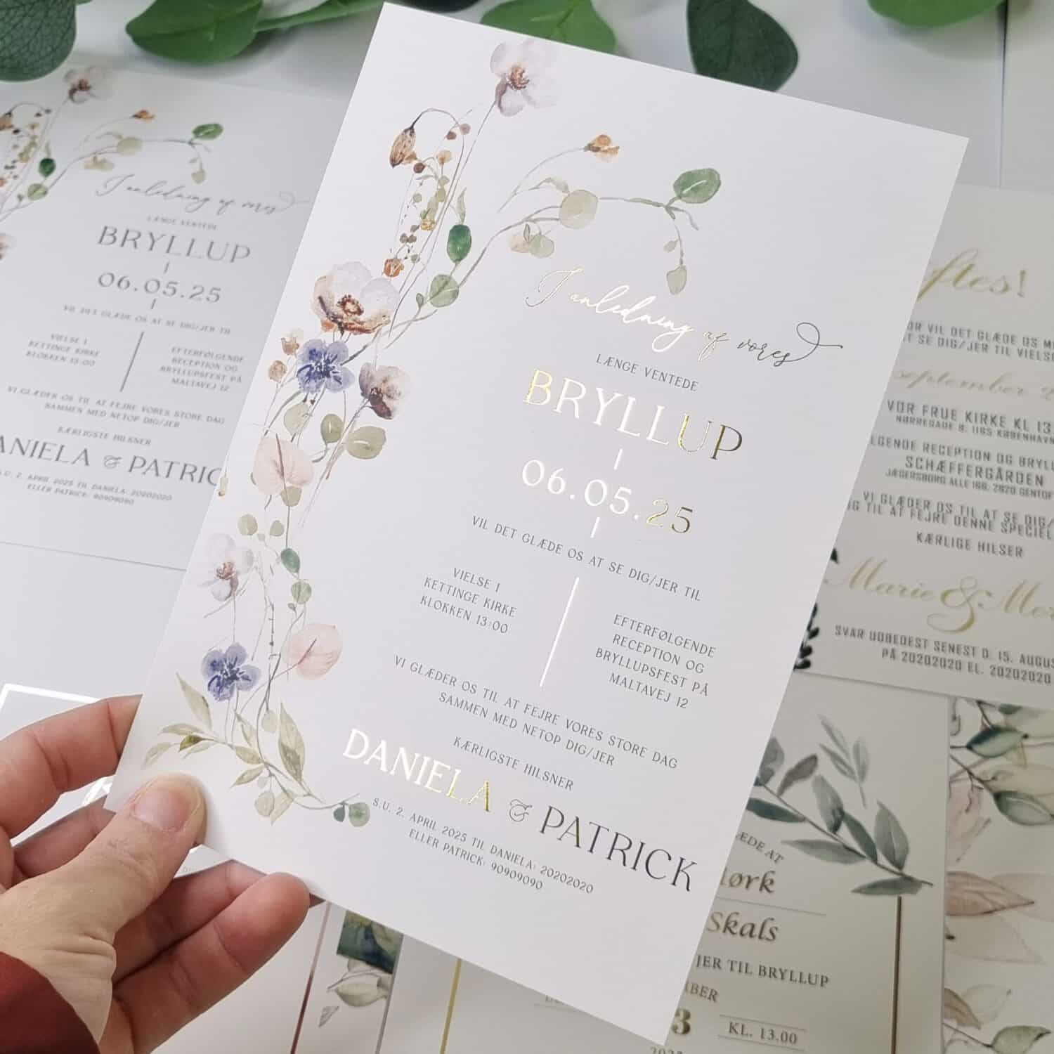 flora invitation med folie