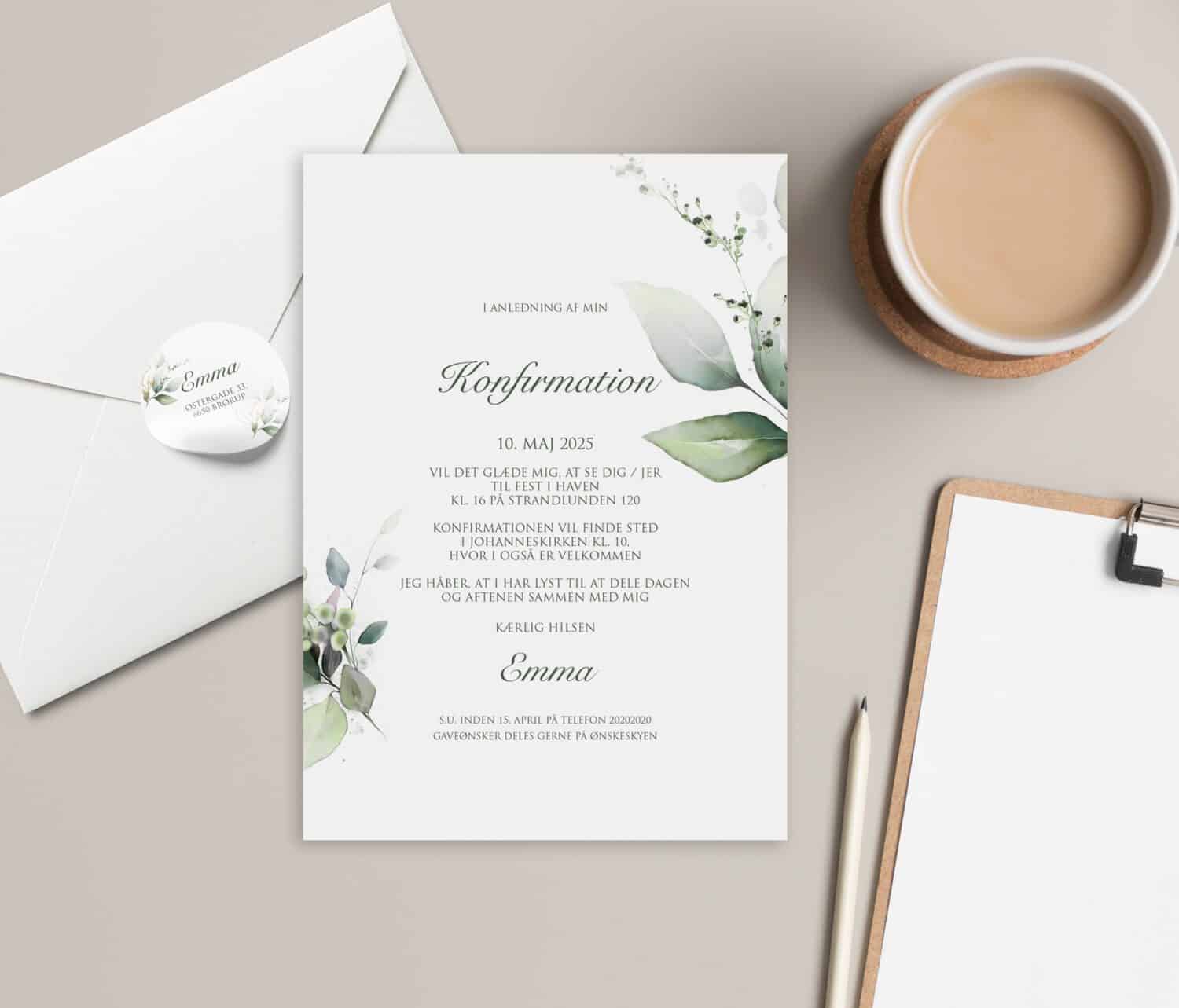 invitation til konfirmation, dreamy spring