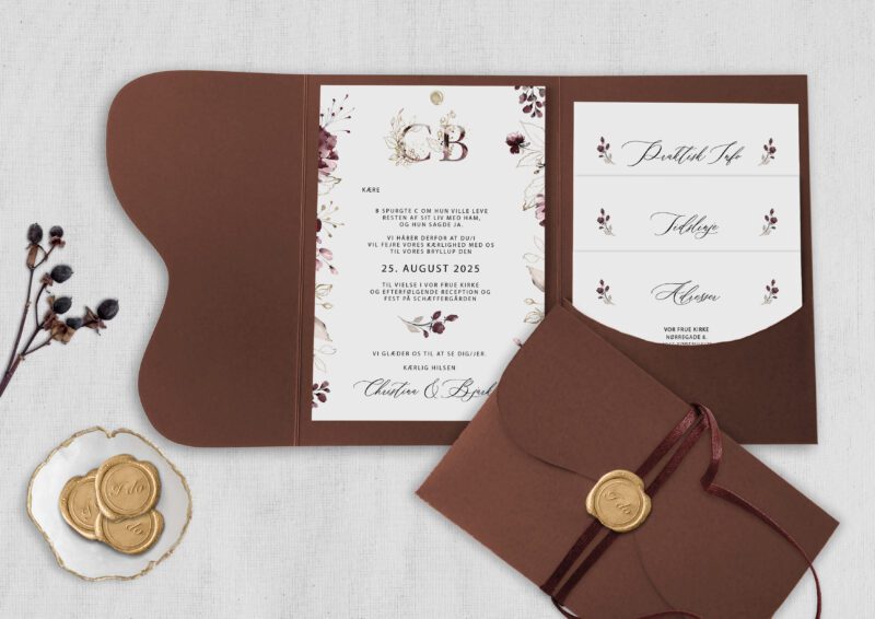 bordeaux bloom pocketfold invitation