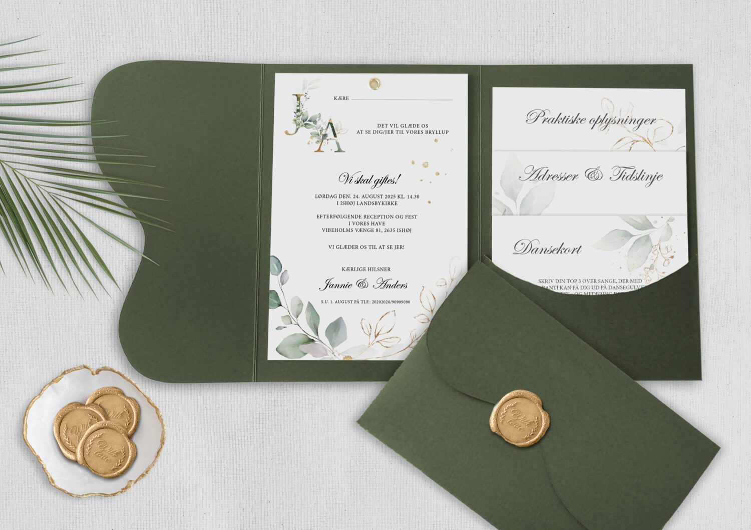 gold leaf pocket invitation