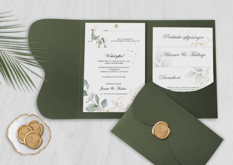 gold leaf pocket invitation