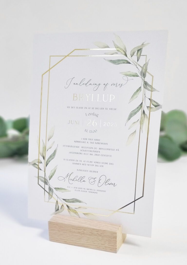 guldfolie bedazzle invitation til bryllup