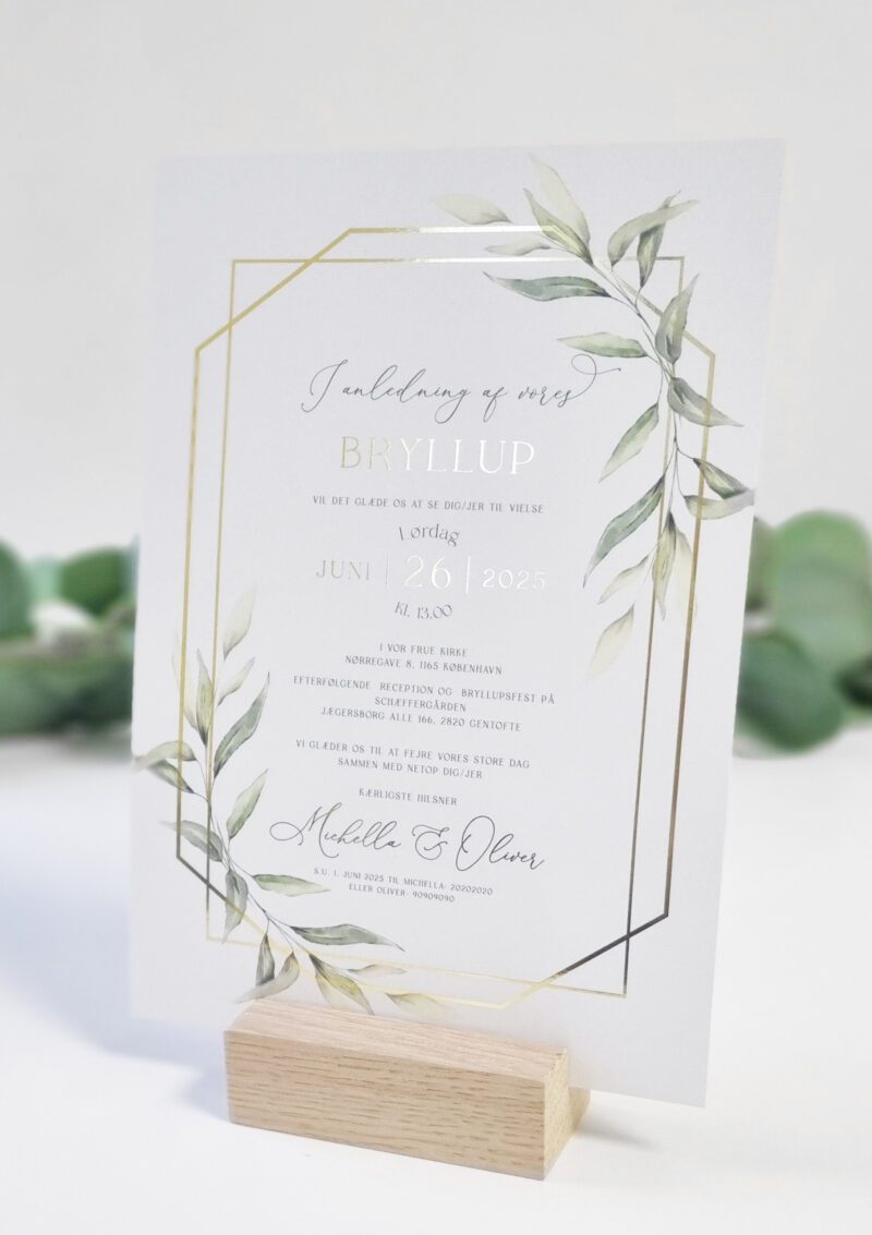 guldfolie bedazzle invitation til bryllup