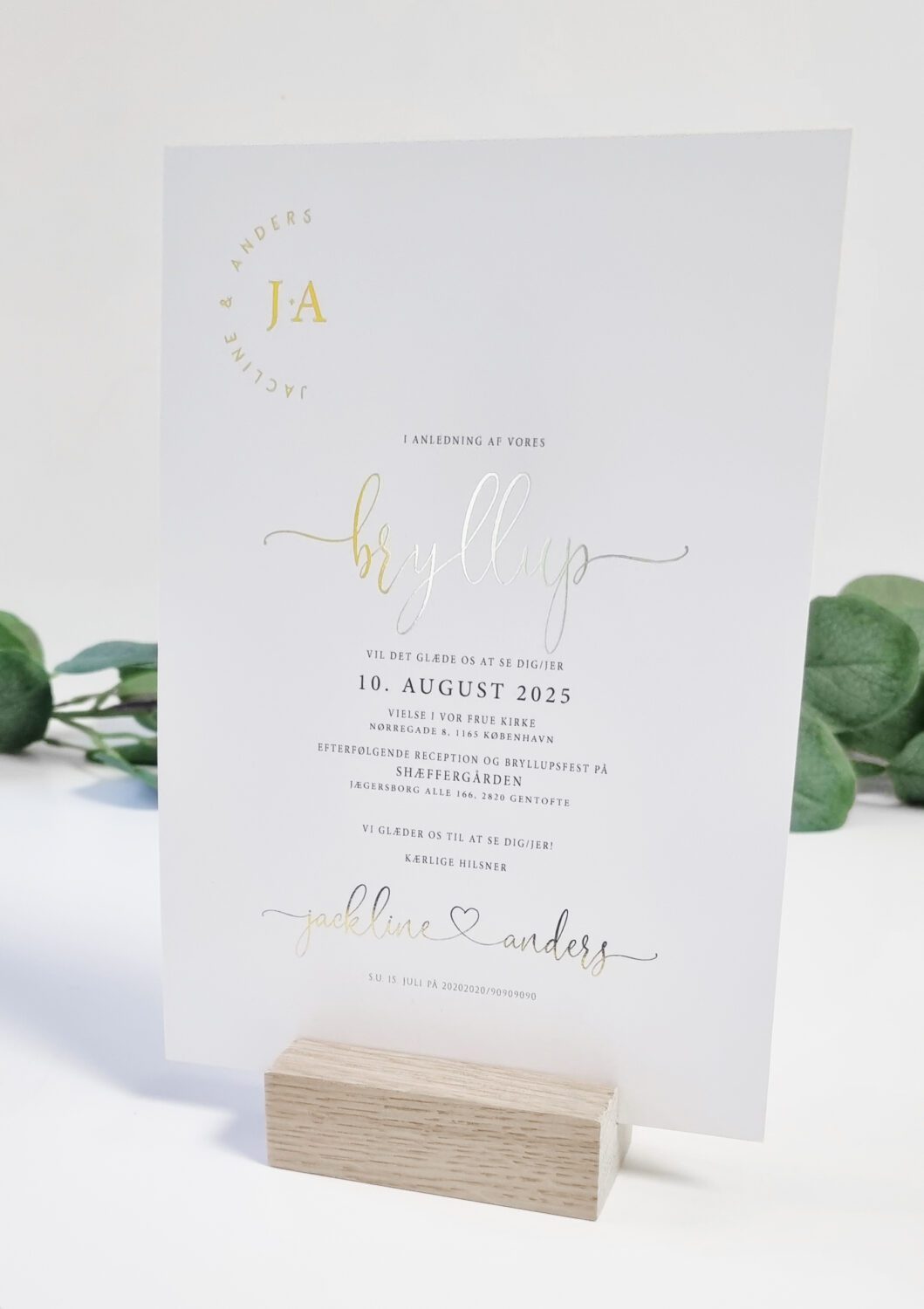 guld folie invitation
