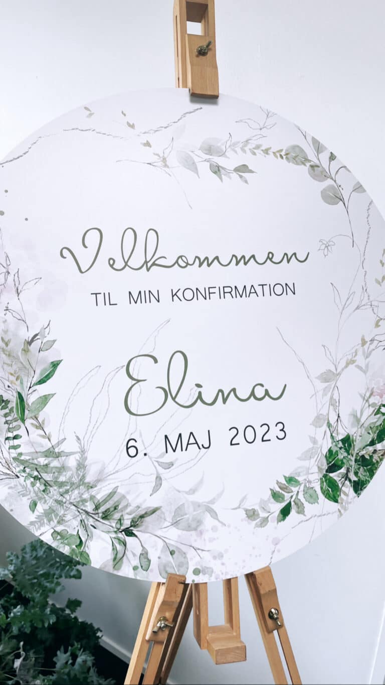 Velkomstskilt til konfirmation