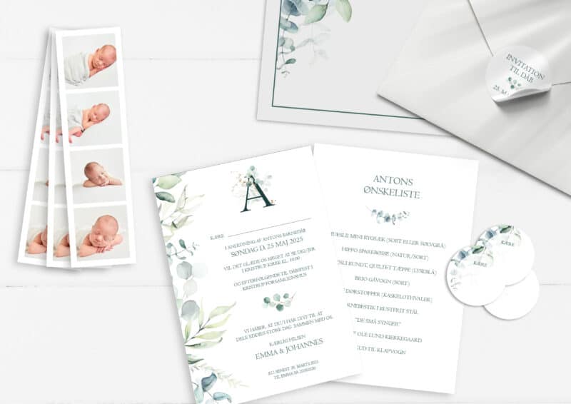 Anton invitation med eukalyptus blade