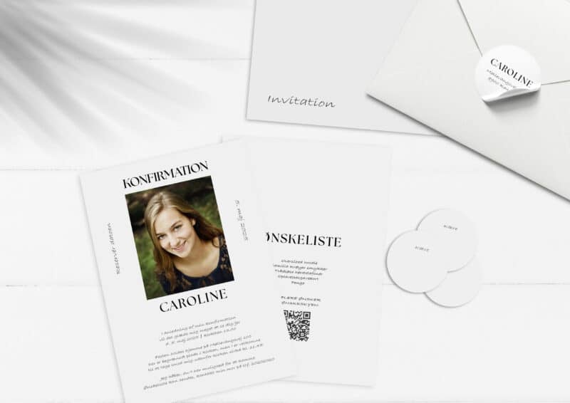 Enkel konfirmationsinvitation med billede på