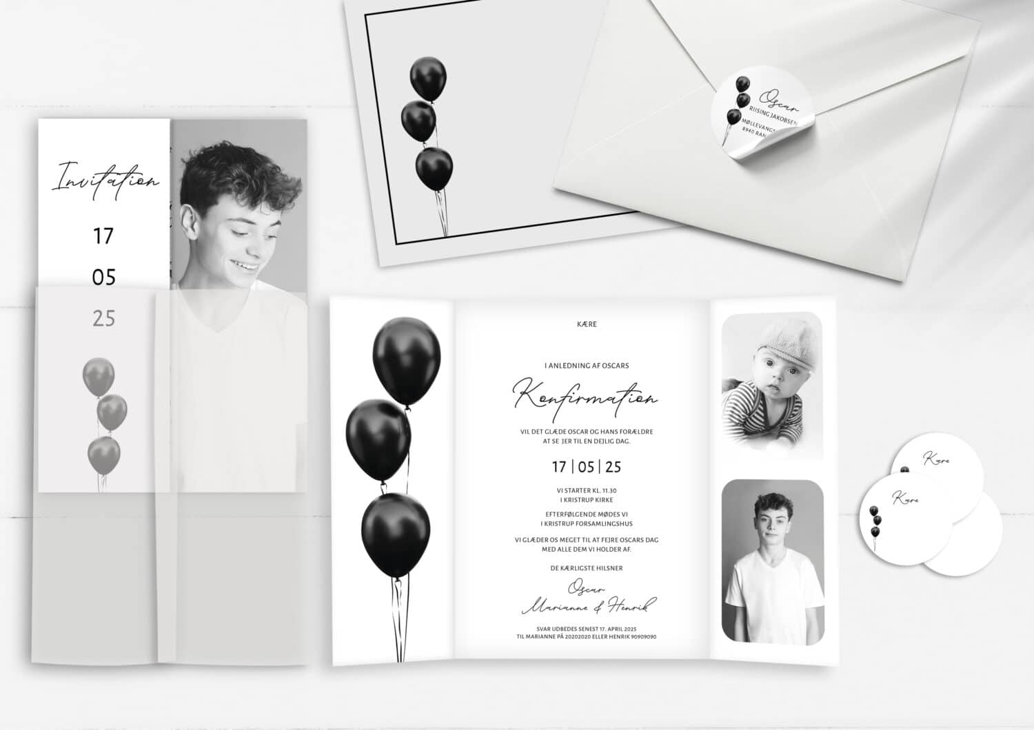 BLACK BALLOON konfirmationsinvitation