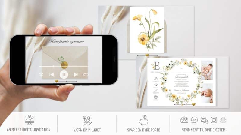 Digital invitation portefals barnedåb