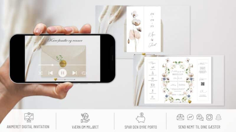 Digital invitation til bryllup portefals format