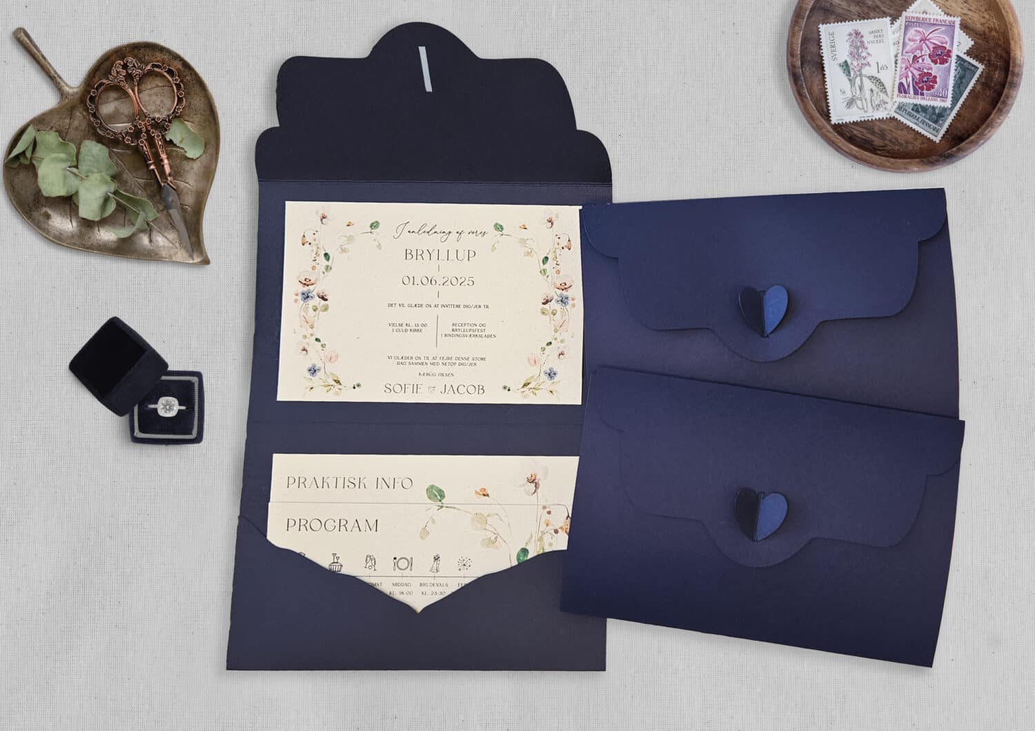 Pocket fold Navy flora