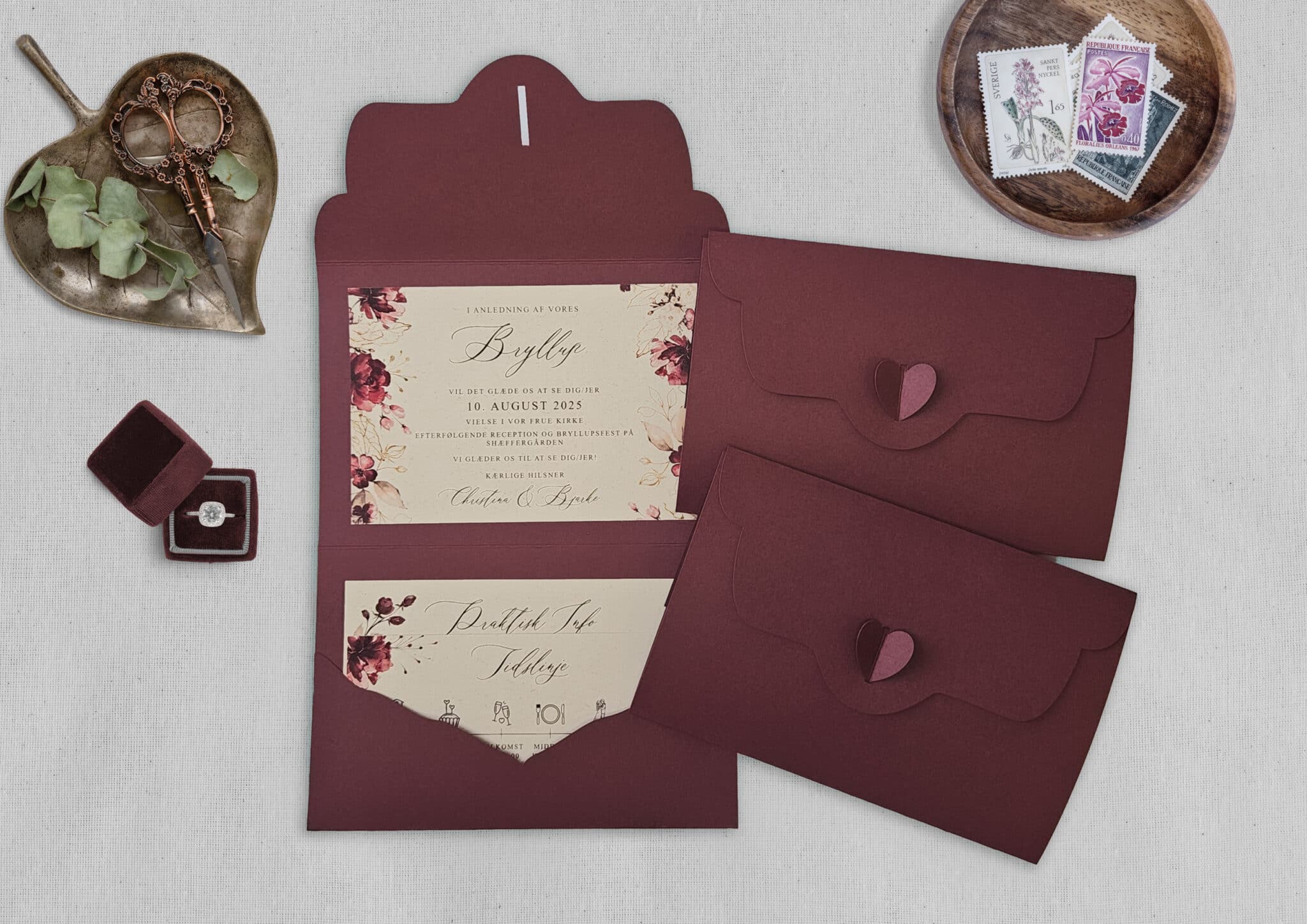 Delux Pocket fold bordeaux bloom