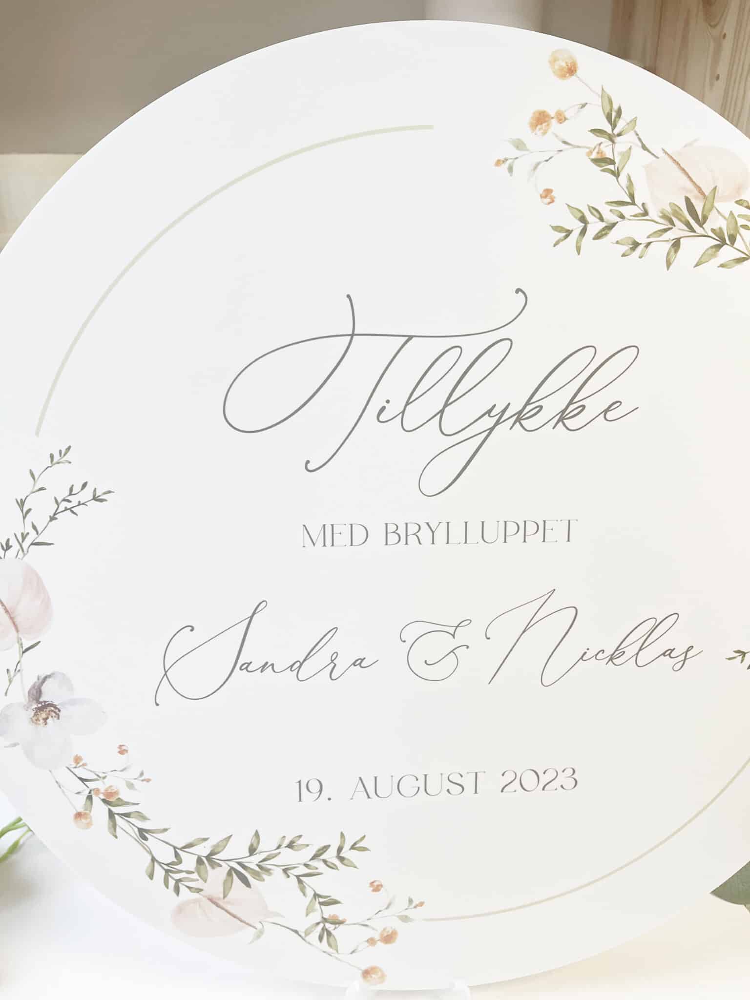 VElkomst skilt til bryllup