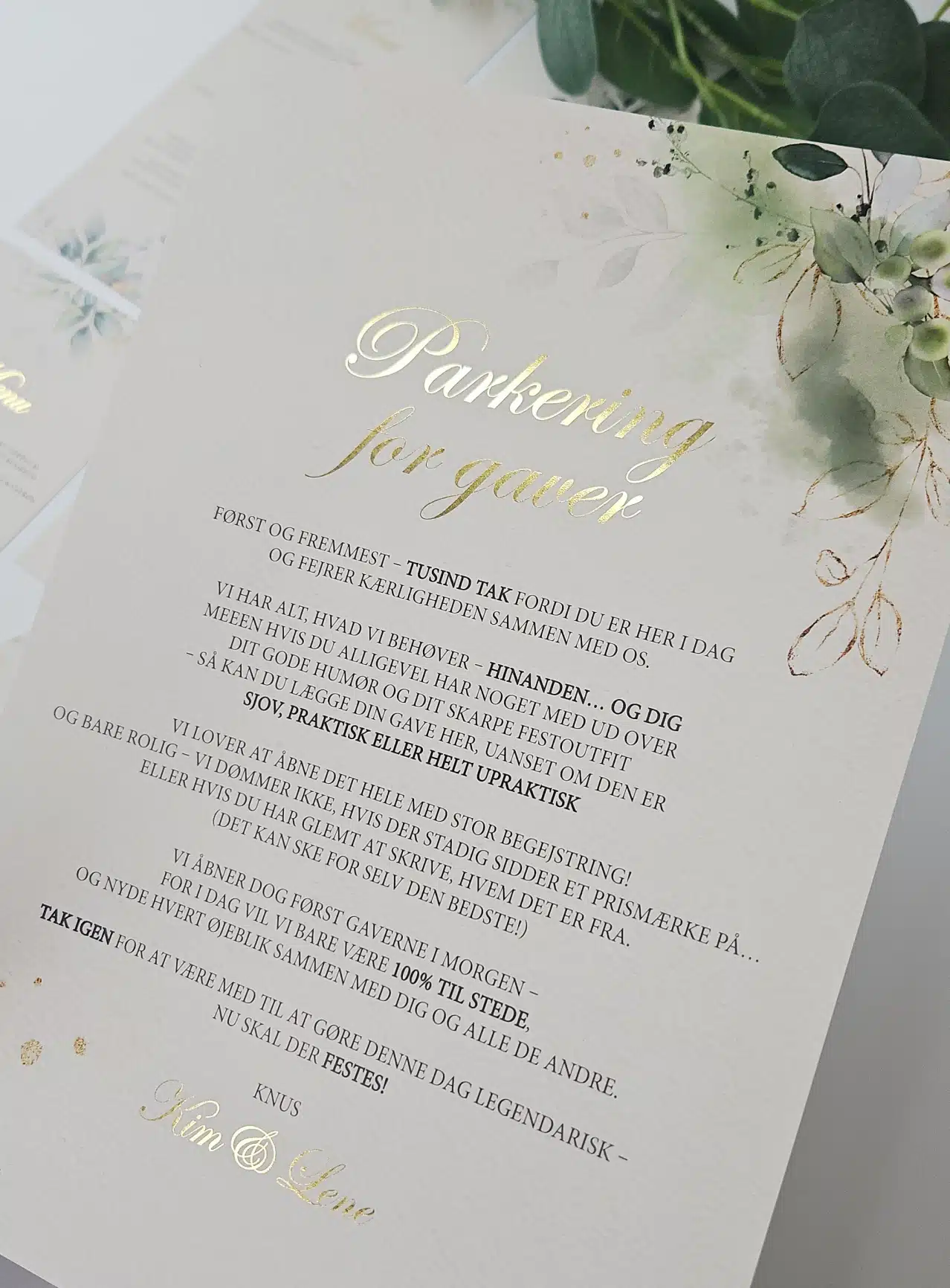 Gold leaf gavebord skilt med folie