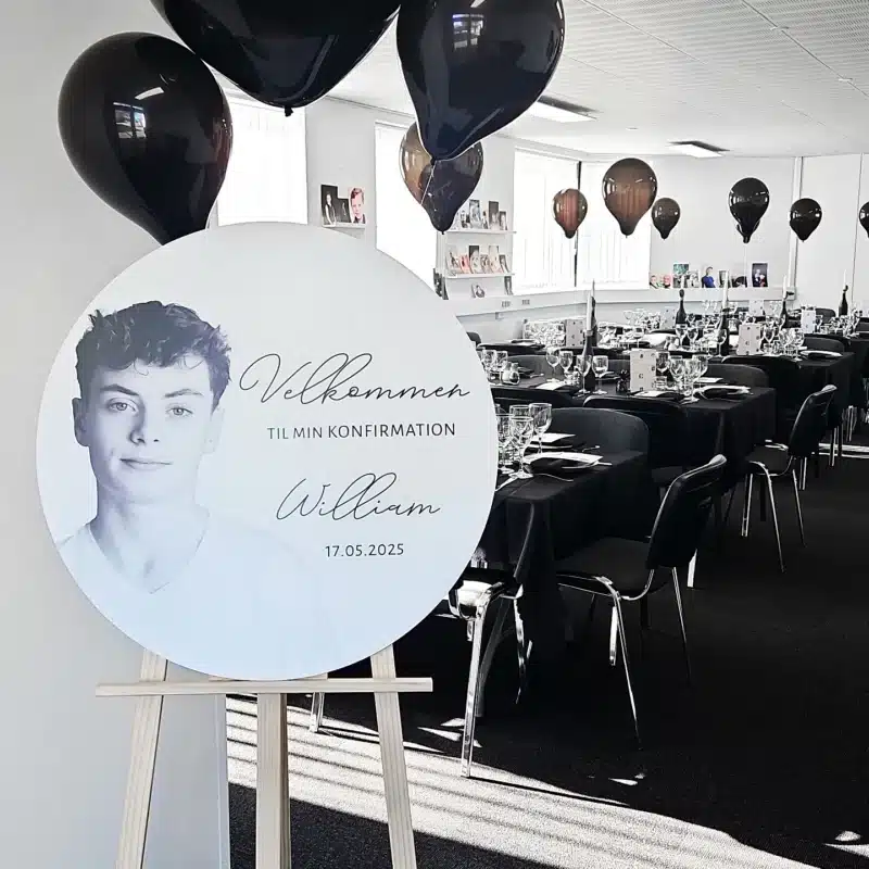 Velkomstskilt med navn