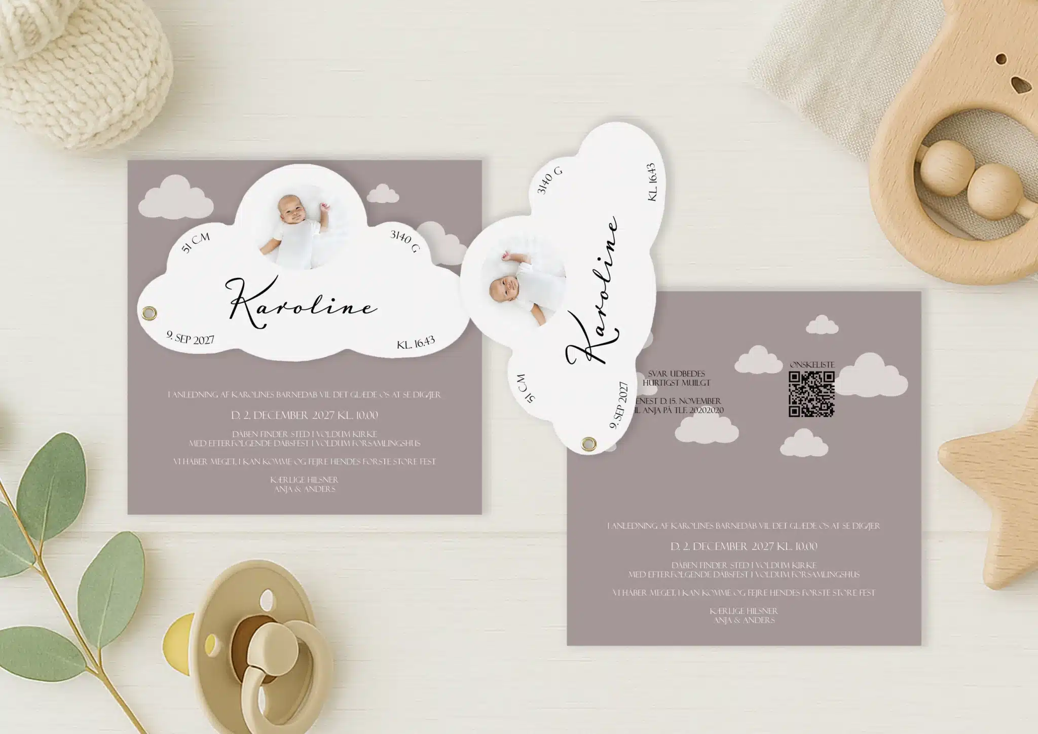 Nyhed | Dåbsinvitation | Kontur | Karoline
