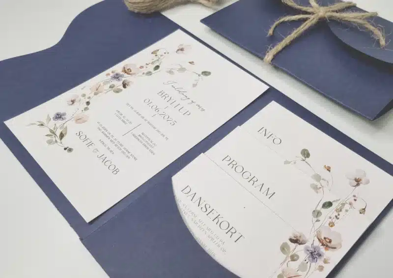 Pocket fold flora blå