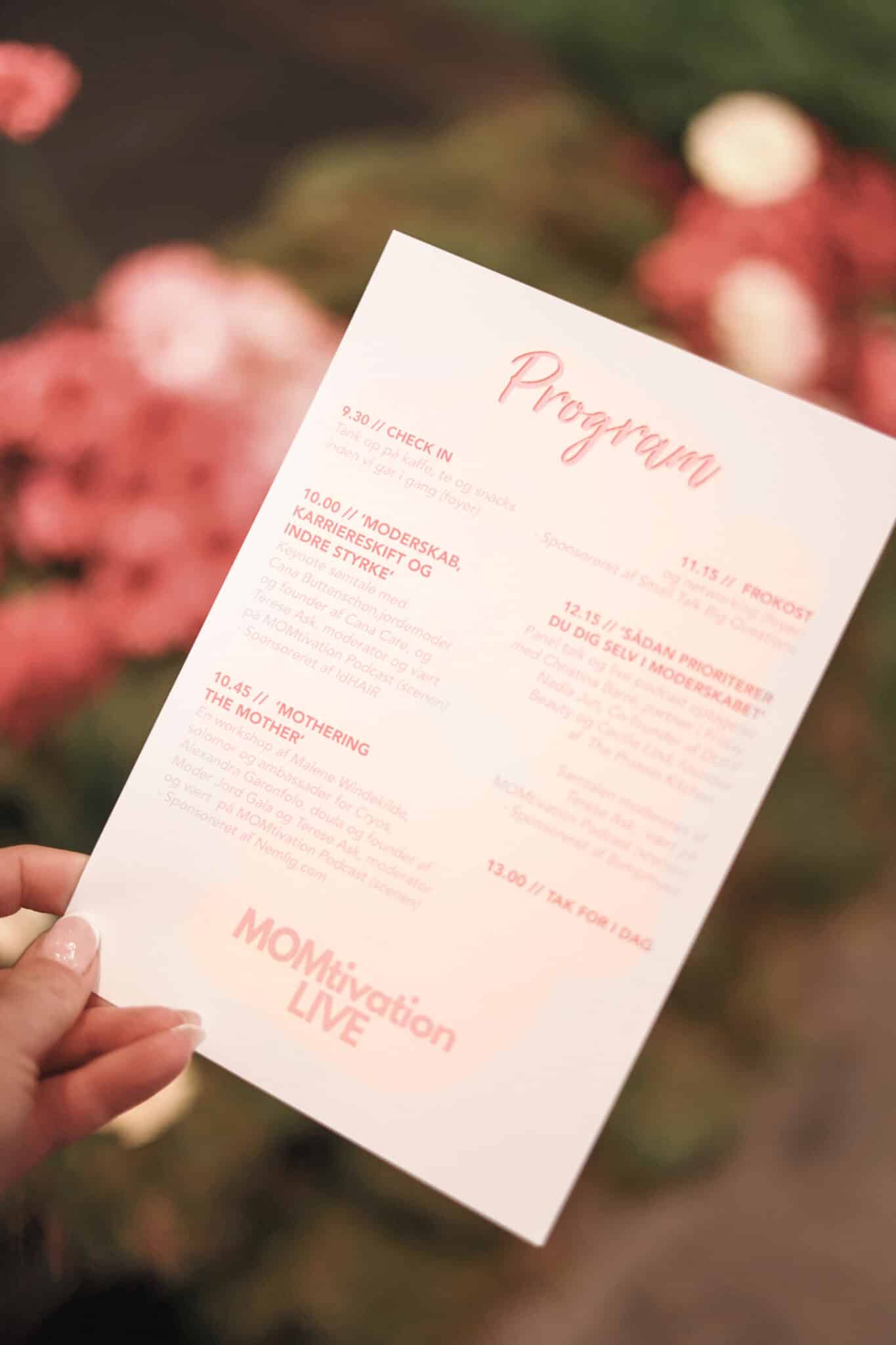 Program og eventmateriale produceret til liveevent