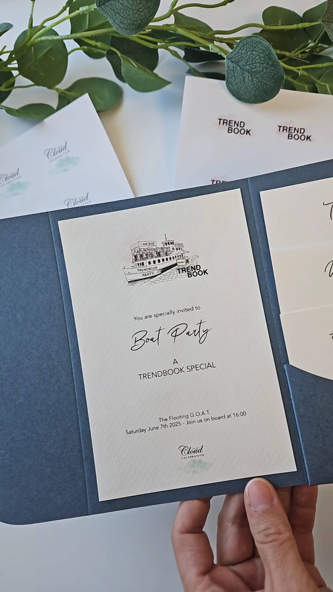 Eksklusiv pocket fold invitation til Trendbook launch-event i København