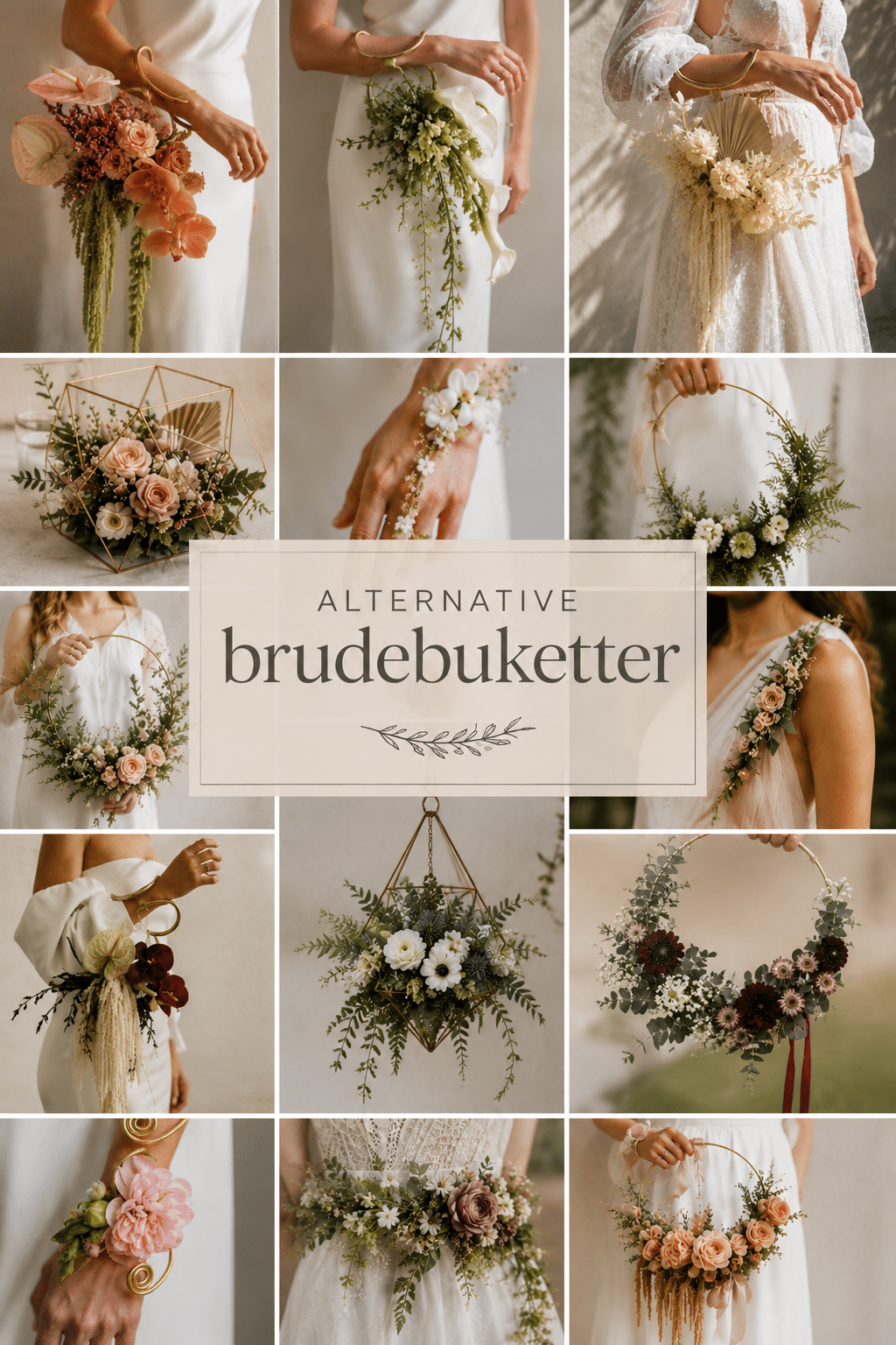 Alternative brudebuketter og anderledes brudebuketter samlet i collage