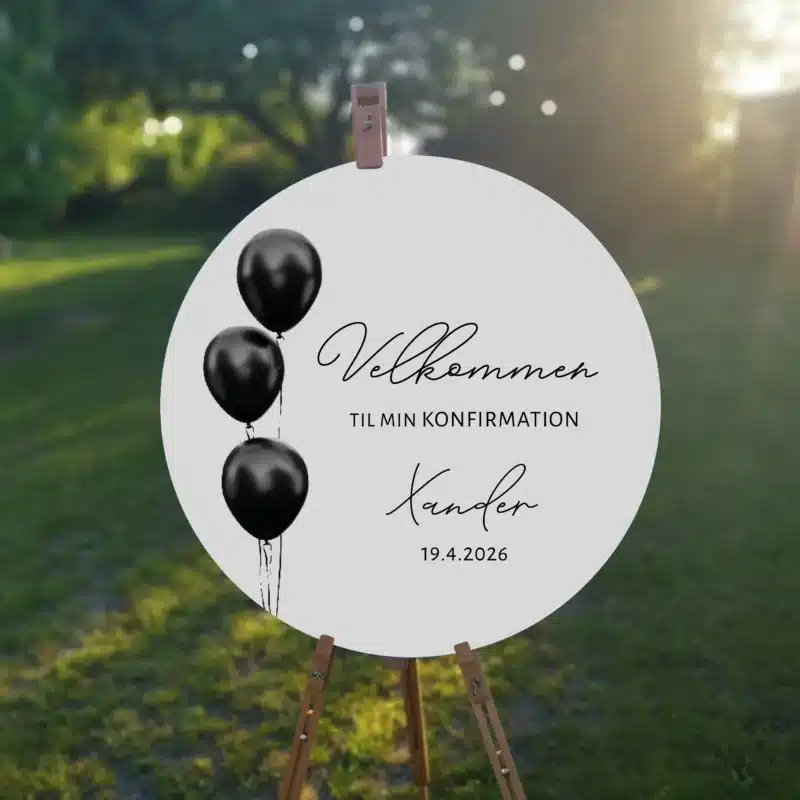 VELKOMSTSKILT | KONFIRMATION | BLACK BALLOON