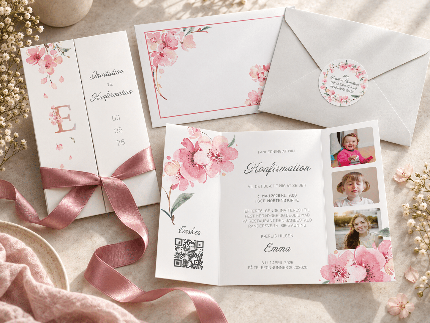 Konfirmationsinvitation | Portefals | CHERRY CHARM