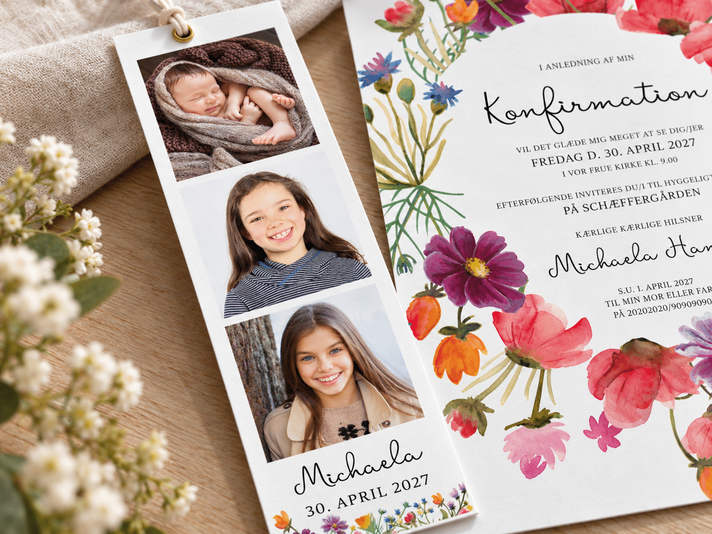 Konfirmationsinvitation | A5/A6 | WILD FLOWERS - Billede 2