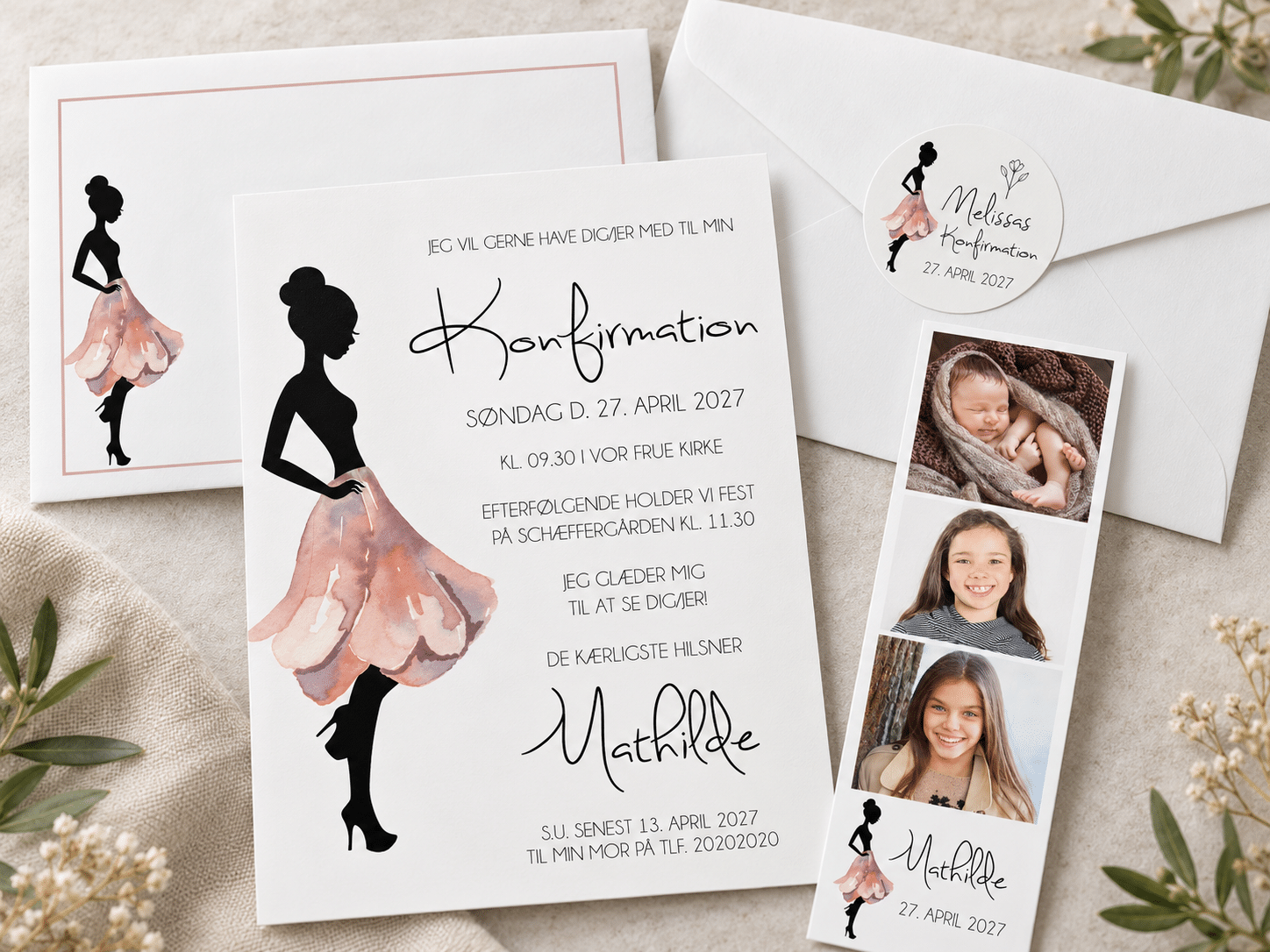 Konfirmationsinvitation | A5/A6 | SILHUETTE ROSE